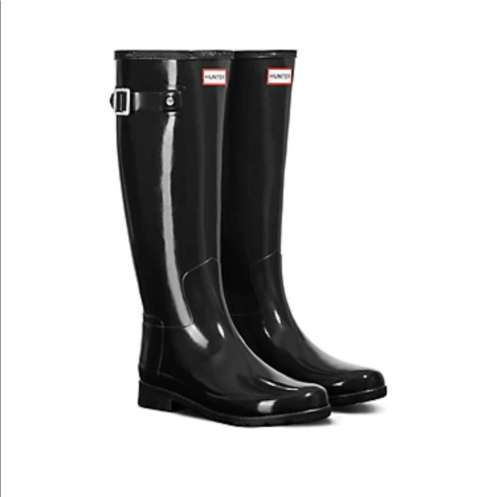 Like new Hunter tall glossy black boots size 10